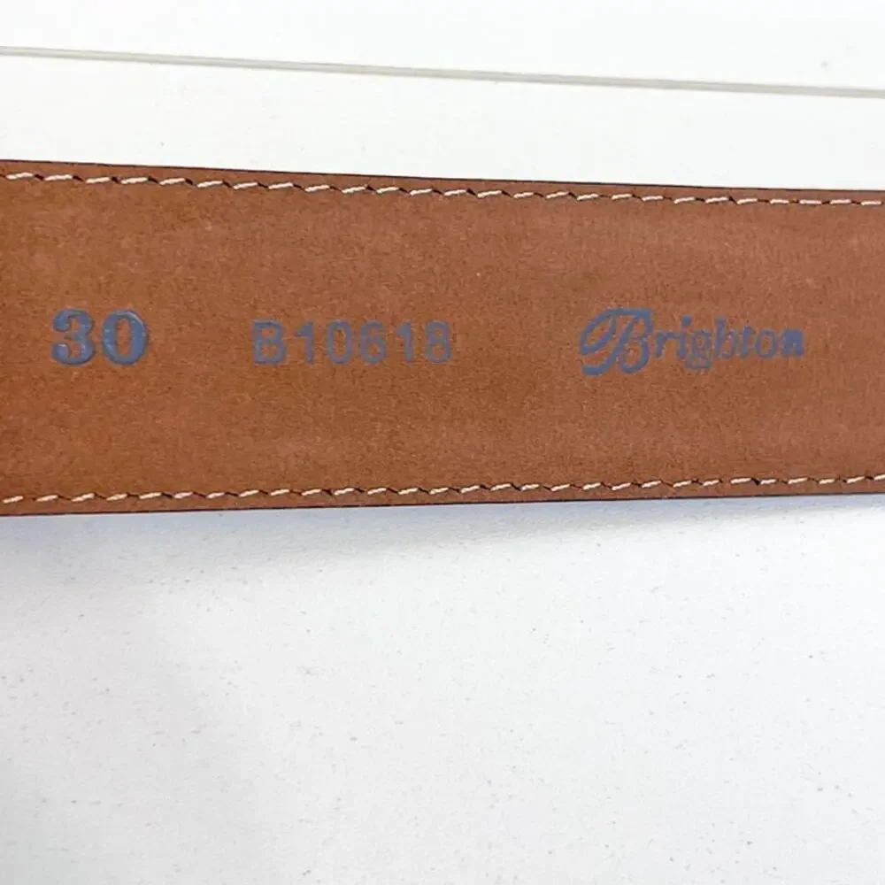 Brighton Womens Leather Belt‎ Size 30 Chocolate Brown Artsy Buckle Boho B10618